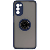 Etui z uchwytem na palec Bizon Case Hybrid Ring do Motorola Moto G52 / G82, przydymione z granatową ramką