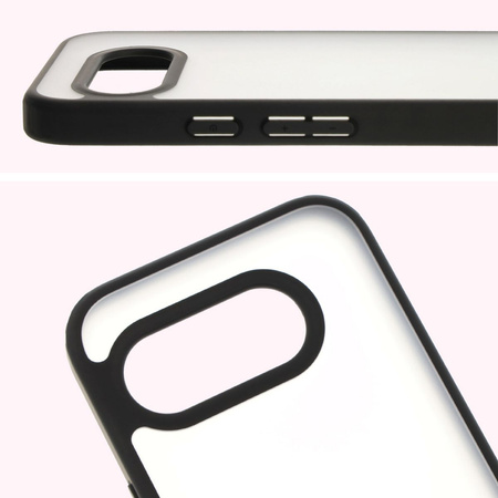 Etui Bizon Case Angelo do Google Pixel 9a, półprzezroczyste z czarną ramką