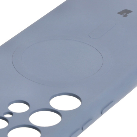 Etui silikonowe z pierścieniem magnetycznym Bizon Case Silicone Magnetic do Galaxy S23 Ultra, szare