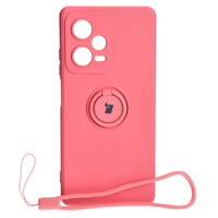 Etui Bizon Case Silicone Ring Sq do Xiaomi Redmi Note 12 Pro Plus 5G, brudny róż