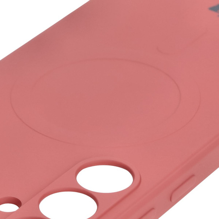 Silikonowe etui z pierścieniem magnetycznym Bizon Case Silicone Magnetic Sq do Galaxy S24 FE, brudnoróżowe