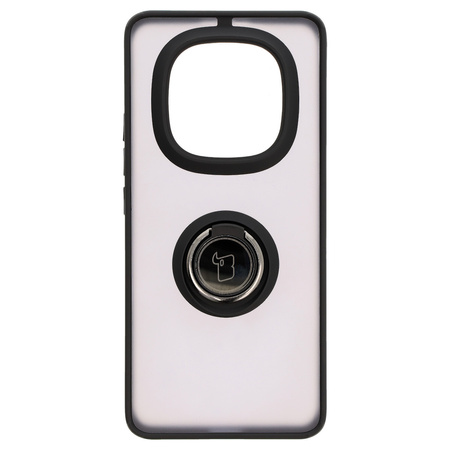 Etui z uchwytem na palec Bizon Case Hybrid Ring do Xiaomi Redmi Note 14 Pro Plus 5G, przydymione z czarną ramką