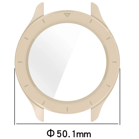 Etui ze szkłem do zegarka Bizon Case+Glass Watch do Xiaomi Watch S4, beżowe