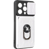 Etui Bizon Case Camshield Card Slot Ring do iPhone 14 Pro, białe
