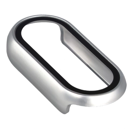 Etui ze szkłem do zegarka Bizon Case+Glass Watch do Xiaomi Smart Band 10, srebrne