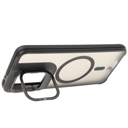 Etui z podstawką i pierścieniem magnetycznym Bizon Case Eclipse do Motorola Edge 50 Neo, przydymione z czarną ramką