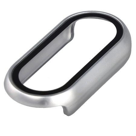 Etui ze szkłem do zegarka Bizon Case+Glass Watch do Xiaomi Smart Band 10, srebrne