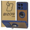 Etui z uchwytem na palec Bizon Case Hybrid Ring do Xiaomi Poco X6 Pro, przydymione z granatową ramką