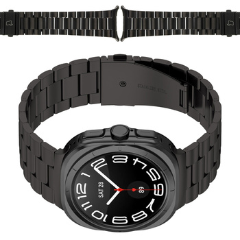 Pasek ze stali nierdzewnej Bizon Strap Watch Aura do Galaxy Watch Ultra 47 mm , czarny