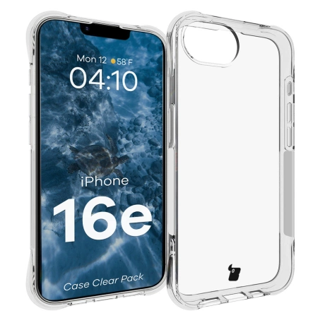 Elastyczne etui + 2x szkło hartowane Bizon Case Clear Pack do iPhone 16e