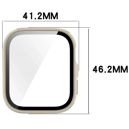 Etui ze szkłem do zegarka Bizon Case Watch Adamo do Huawei Watch Fit 4, beżowe