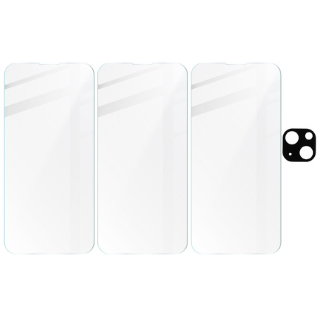 3x Szkło + szybka na aparat BIZON Clear 2 Pack do iPhone 13 Mini
