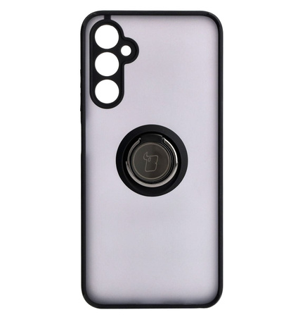 Etui z uchwytem na palec Bizon Case Hybrid Ring do Galaxy A05s, przydymione z czarną ramką