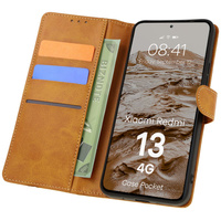 Etui z klapką Bizon Case Pocket do Xiaomi Redmi 13 4G, brązowe