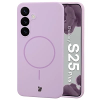 Silikonowe etui z pierścieniem magnetycznym Bizon Soft Case Magnetic do Galaxy S25 Plus, jasnofioletowe