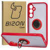 Etui z uchwytem na palec Bizon Case Hybrid Ring do Galaxy S23 FE, przydymione z czerwoną ramką