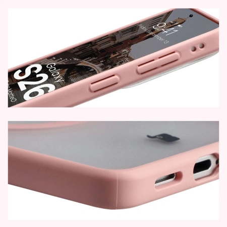 Etui z pierścieniem magnetycznym Bizon Case MatteO do Galaxy S26, przydymione-jasnoróżowe