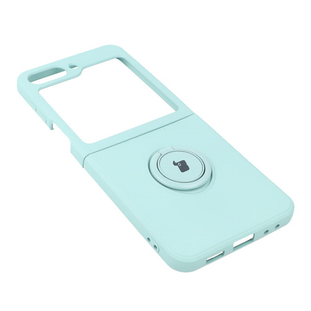 Etui Bizon Case Silicone Ring Sq do Galaxy Z Flip5, turkusowe
