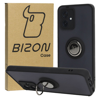 Etui z uchwytem na palec Bizon Case Hybrid Ring do Motorola Moto G54 5G/G54 Power, przydymione z czarną ramką