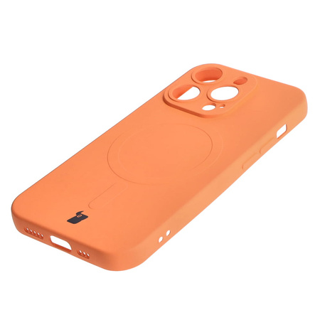 Etui silikonowe z pierścieniem magnetycznym Bizon Case Silicone Magnetic do iPhone 14 Pro, marchewkowe