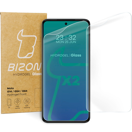 Folia hydrożelowa na ekran Bizon Glass Hydrogel Front Duo do Motorola Moto G14 / G54 / G55 / G84, 2 sztuki