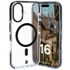 Etui z pierścieniem magnetycznym Bizon Case Marco do iPhone 16, przezroczyste z czarną ramką
