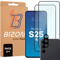 2x Szkło + szybka na aparat Bizon Edge Pack do Galaxy S25 FE