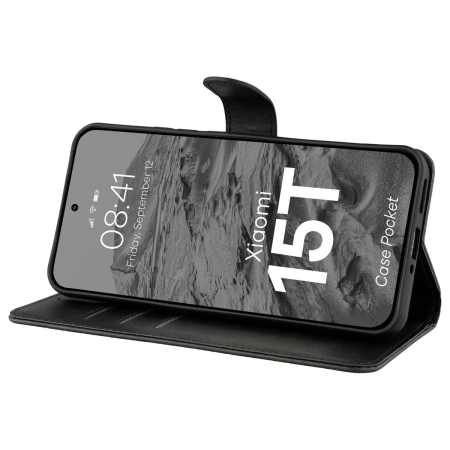 Etui z klapką Bizon Case Pocket do Xiaomi 15T, czarne