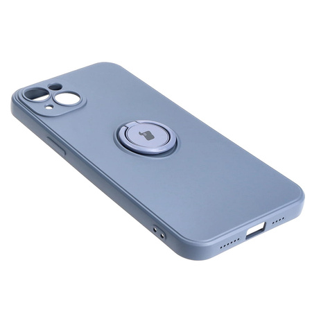 Etui Bizon Case Silicone Ring Sq do Apple iPhone 15 Plus, szare