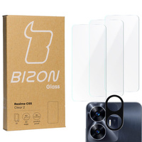 3x Szkło hartowane + szybka na aparat Bizon Glass Clear 2 Pack do Realme C55