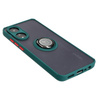 Etui z uchwytem na palec Bizon Case Hybrid Ring do Oppo A78 4G, przydymione z ciemnozieloną ramką