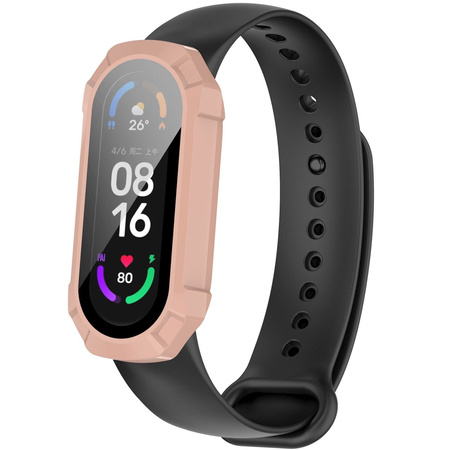 Etui ze szkłem Bizon Case AntiShock Set, Xiaomi Mi Band 7, jasnoróżowe