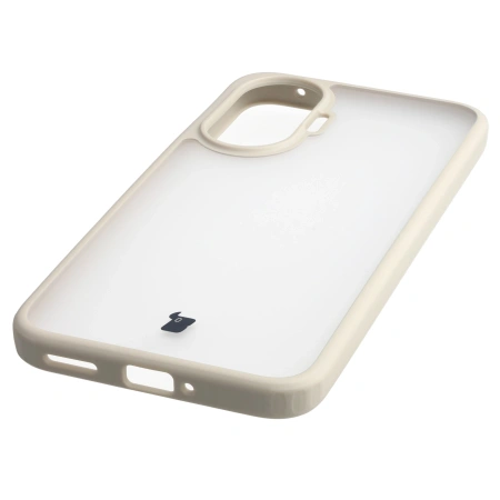 Etui Bizon Case Angelo do Xiaomi POCO F7, półprzezroczyste z beżową ramką