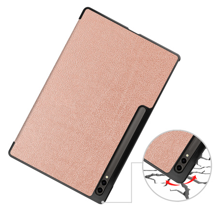 Etui Bizon Case Tab Croc do Galaxy Tab S10 Ultra / S9 Ultra, różowozłote