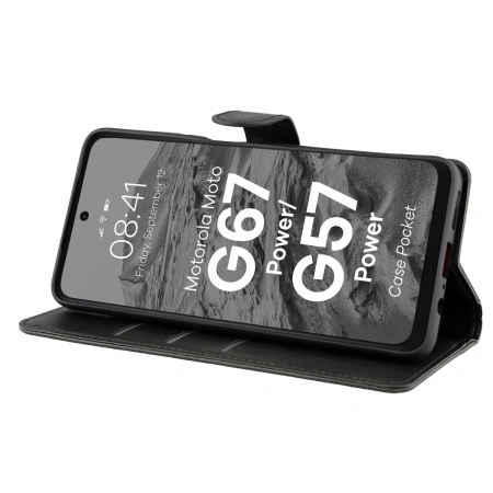 Etui z klapką Bizon Case Pocket do Motorola Moto G57 Power / G67 Power, czarne