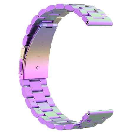 Pasek ze stali nierdzewnej do smartwatcha, Bizon Strap Watch Aura, QuickRelease 20 mm, tęczowy