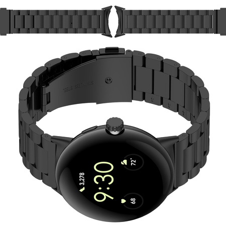 Pasek ze stali nierdzewnej Bizon Strap Watch Aura do Google Pixel Watch 4/3 45 mm, czarny