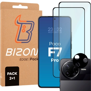 2x Szkło hartowane z ramką + szybka na aparat Bizon Edge 2 Pack do Xiaomi Redmi 14C 4G