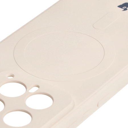 Etui Bizon Case Silicone Magnetic Sq do Xiaomi 14, beżowe