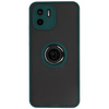 Etui z uchwytem na palec Bizon Case Hybrid Ring do Xiaomi Redmi A1, przydymione z ciemnozieloną ramką
