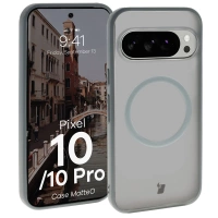 Etui z pierścieniem magnetycznym Bizon Case MatteO do Pixel 10 / 10 Pro, przydymione-szare