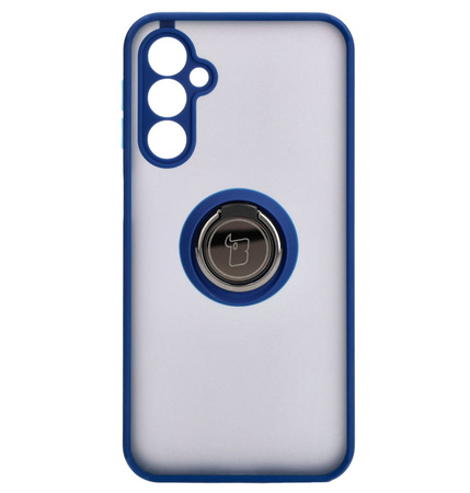 Etui z uchwytem na palec Bizon Case Hybrid Ring do Galaxy M34 5G, przydymione z granatową ramką