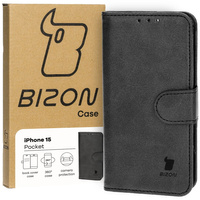 Etui z klapką Bizon Case Pocket do iPhone 15, czarne