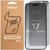 Prywatyzujące szkło hartowane Bizon Glass Clear Shadow do iPhone 17 Pro / 17 / 16 Pro, przyciemniane
