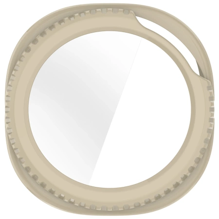 Etui ze szkłem do zegarka Bizon Case Watch Adamo do Samsung Galaxy Watch 8 Classic 46 mm, beżowe