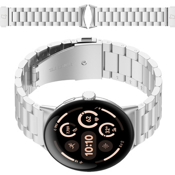 Pasek ze stali nierdzewnej Bizon Strap Watch Aura do Google Pixel Watch 3 / 2 / 1 41 mm, srebrny