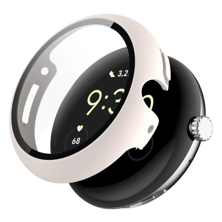 Etui ze szkłem do zegarka Bizon Case Watch Adamo do Google Pixel Watch 4 41 mm, matowe beżowe