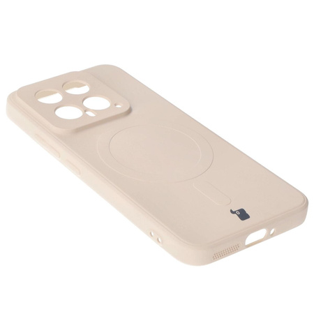 Etui Bizon Case Silicone Magnetic Sq do Xiaomi 14, beżowe