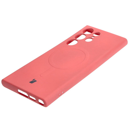 Etui silikonowe z pierścieniem magnetycznym Bizon Case Silicone Magnetic do Galaxy S23 Ultra, brudnoróżowe