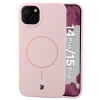 Silikonowe etui z pierścieniem magnetycznym Bizon Soft Case Magnetic do iPhone 15 Plus/14 Plus, jasnoróżowe